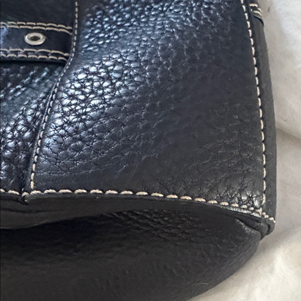 Coach Black Pebbled Chelsea Leather Satchel with Silver Tone  Accents - Picture 7 of 13